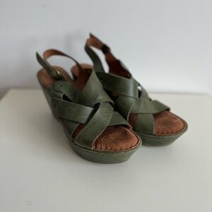 Born Leather Wedge Sandals